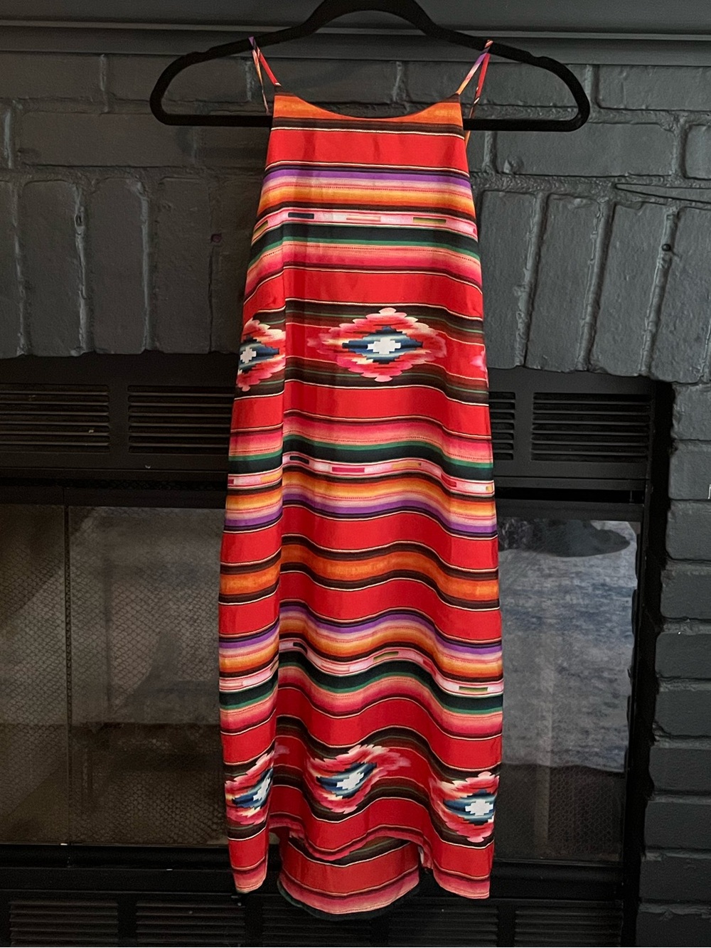 Striped Red Sundress with Southwestern Pattern